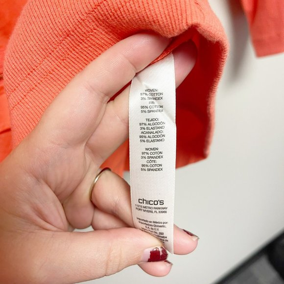 CHICO'S Zip Up Mesh Collared 3/4 Sleeve Top Size 2 or 12 - Picture 10 of 12